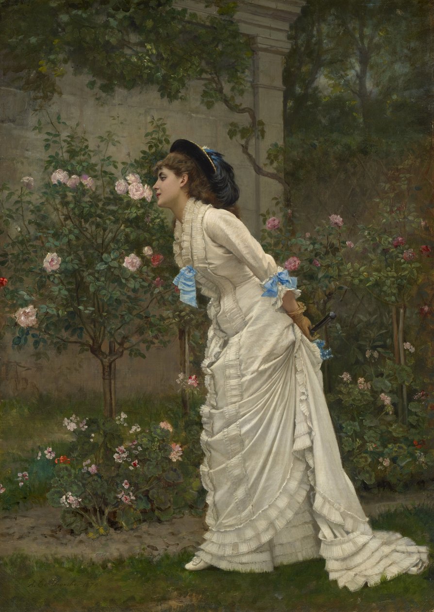Mulher e rosas, 1879 de Auguste Toulmouche