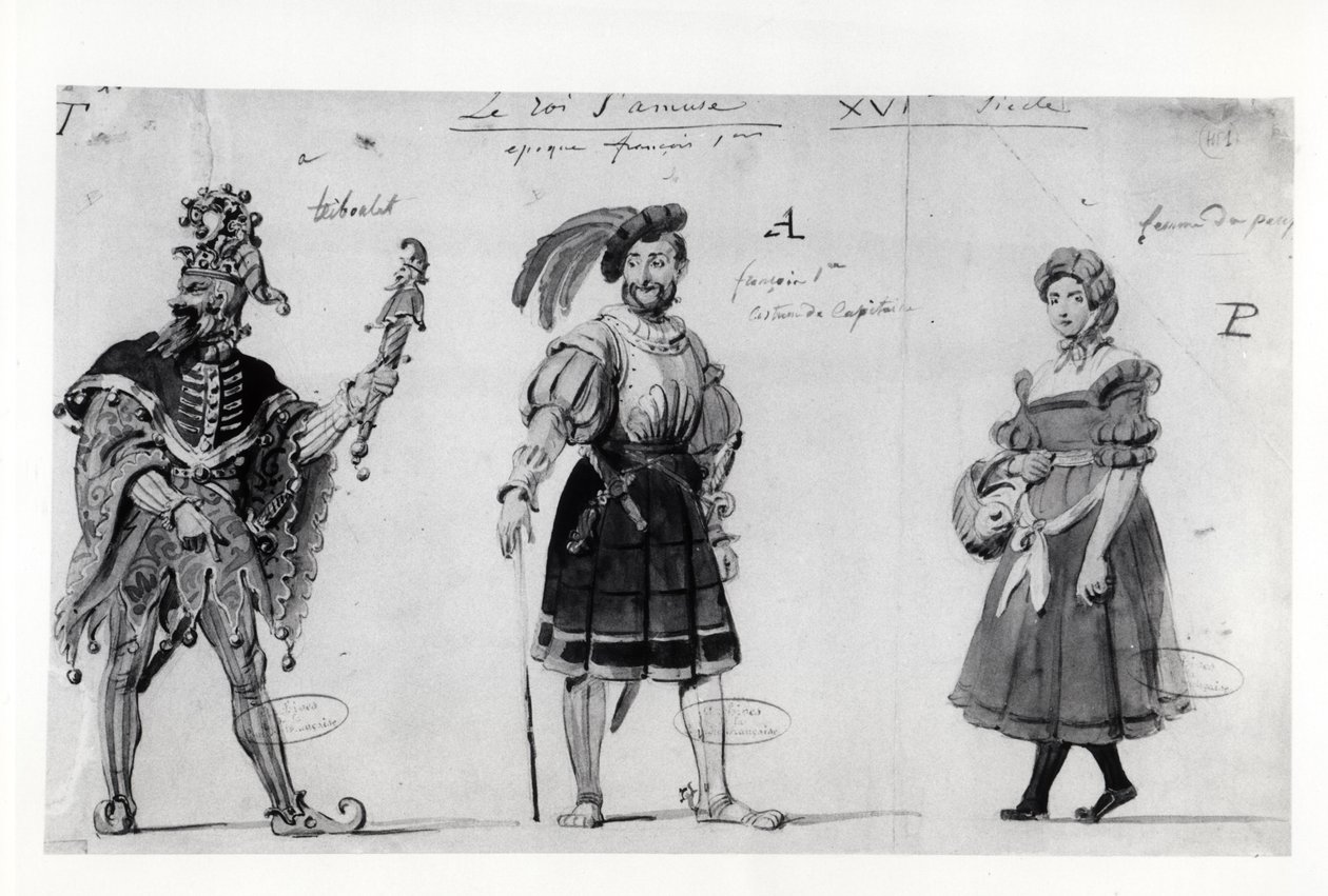 Figurinos para &39;Le Roi s&39;amuse&39; de Victor Hugo (1802-85), 1832 de Auguste de Chatillon