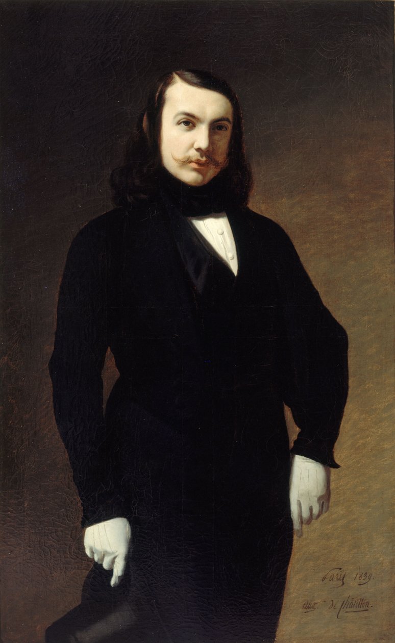 Retrato do poeta Théophile Gautier 1811-1872, 1839. de Auguste de Chatillon