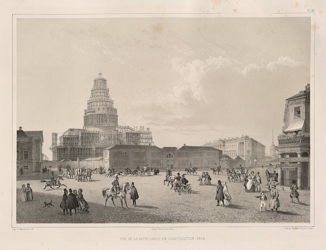 Obras em 1838 De: A construção da Catedral de Santo Isaacs, 1845 de Auguste de Montferrand