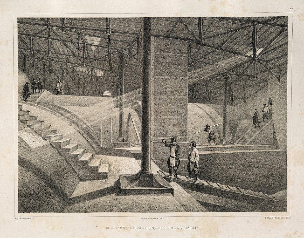 Parte do arco e um telhado de metal De: A construção da Catedral de Santo Isaacs, 1845 de Auguste de Montferrand