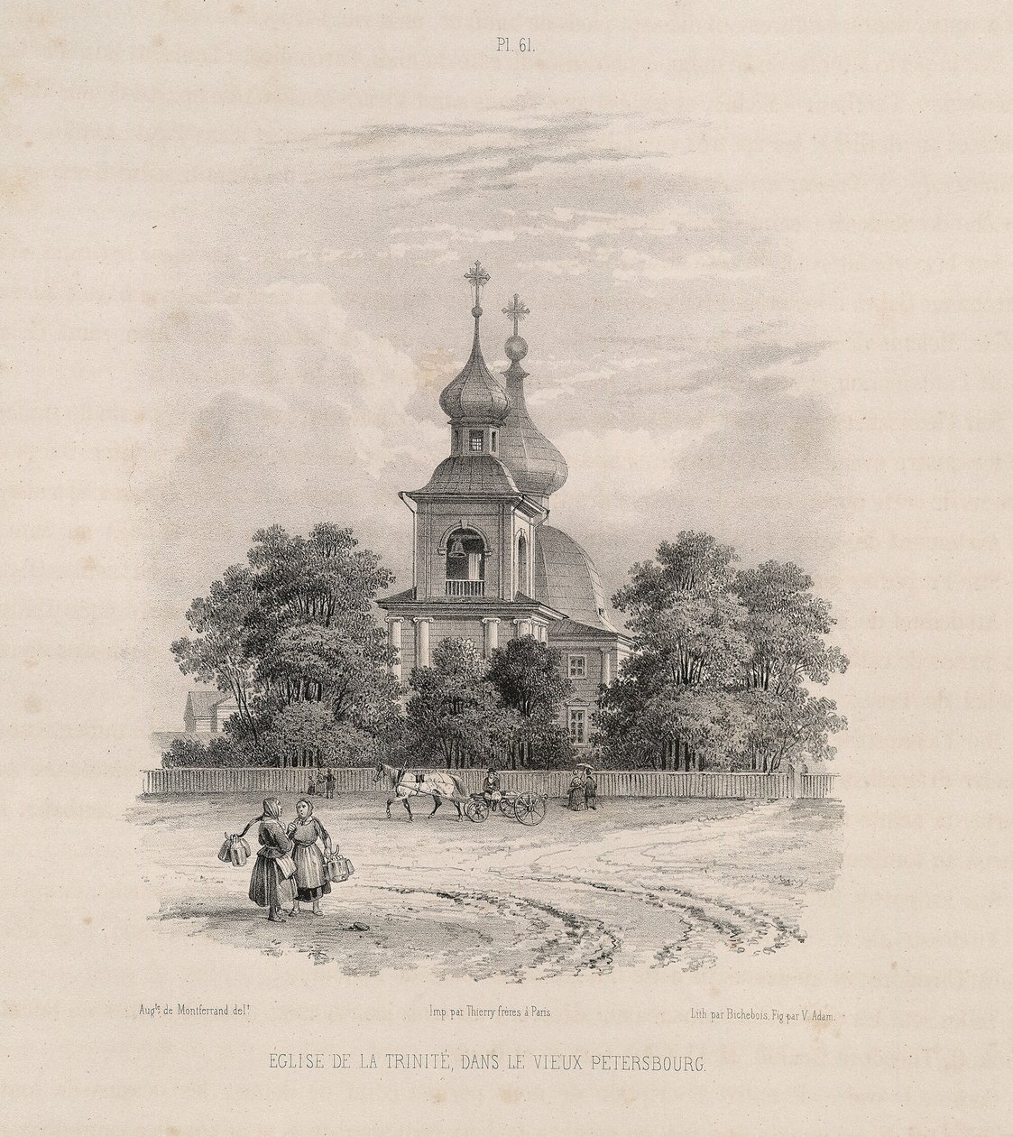 A Igreja da Trindade em São Petersburgo De: A construção da Catedral de Santo Isaacs, 1845 de Auguste de Montferrand
