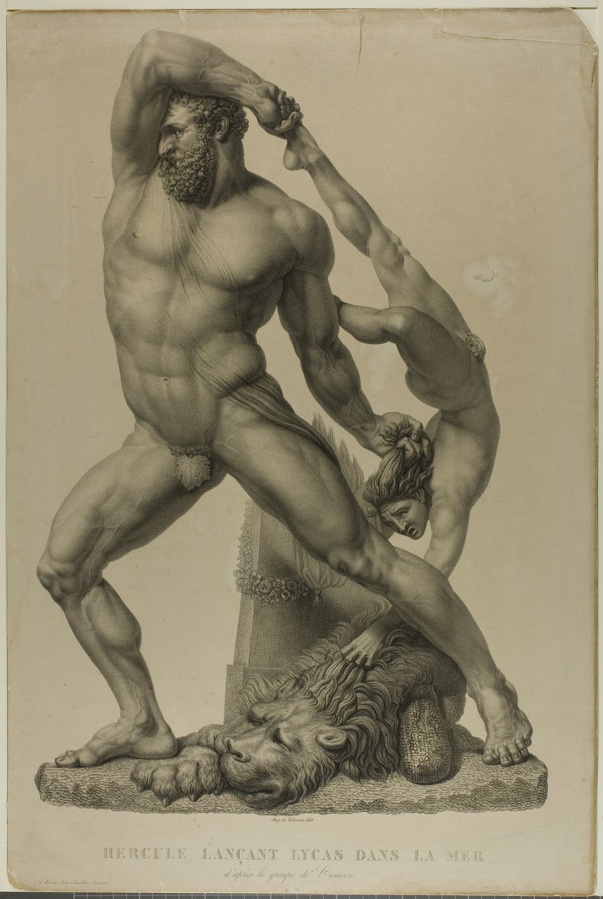 Hércules jogando Lichas no mar de Auguste de Valmont