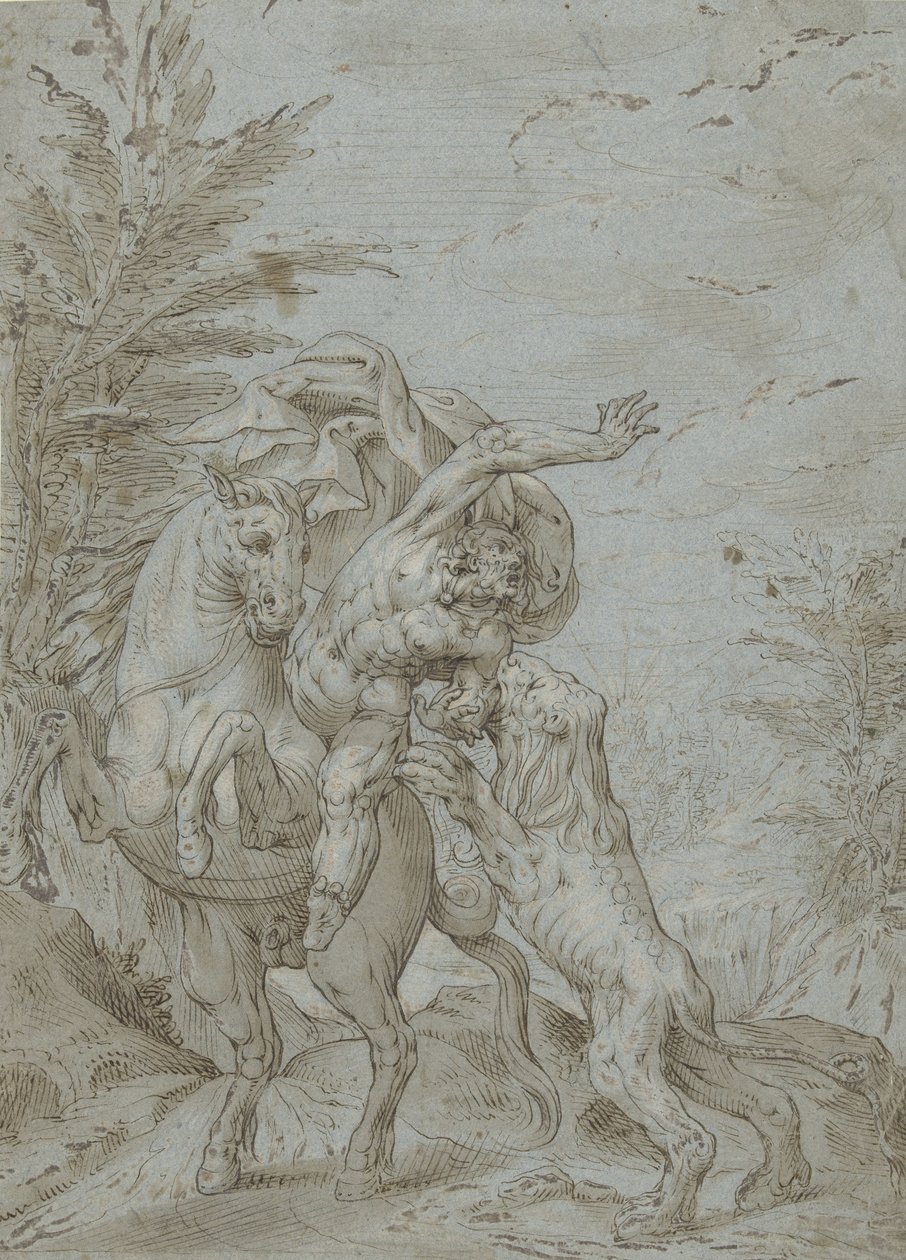 Cavaleiro atacado por leão (o profeta Balaão?) de Augustin Braun (possibly)