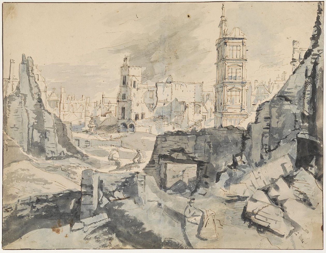 Bruxelas após o bombardeio em 1695 de Augustin Coppens