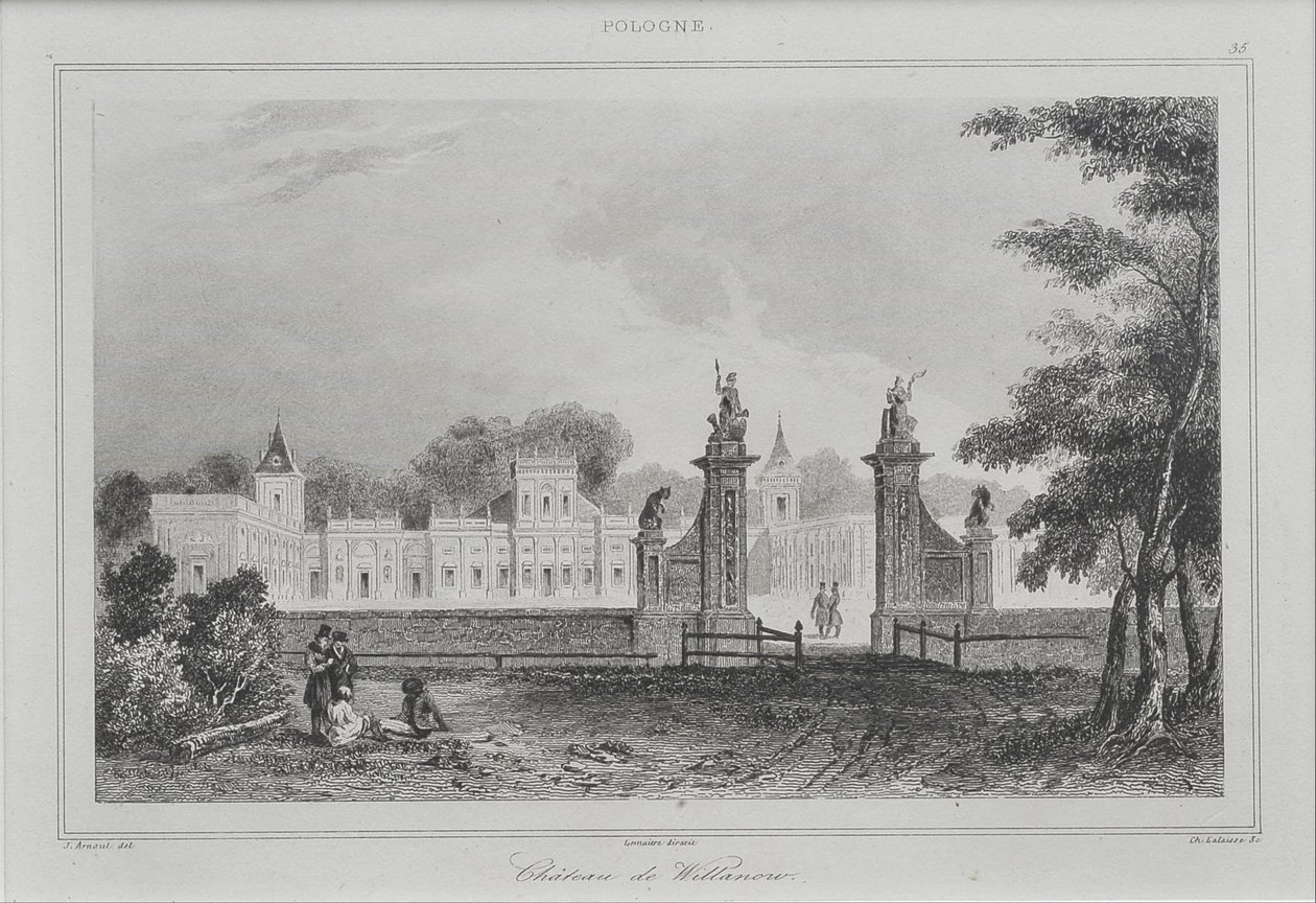 Palácio Wilanów da quadra frontal de Augustin François Lemaitre