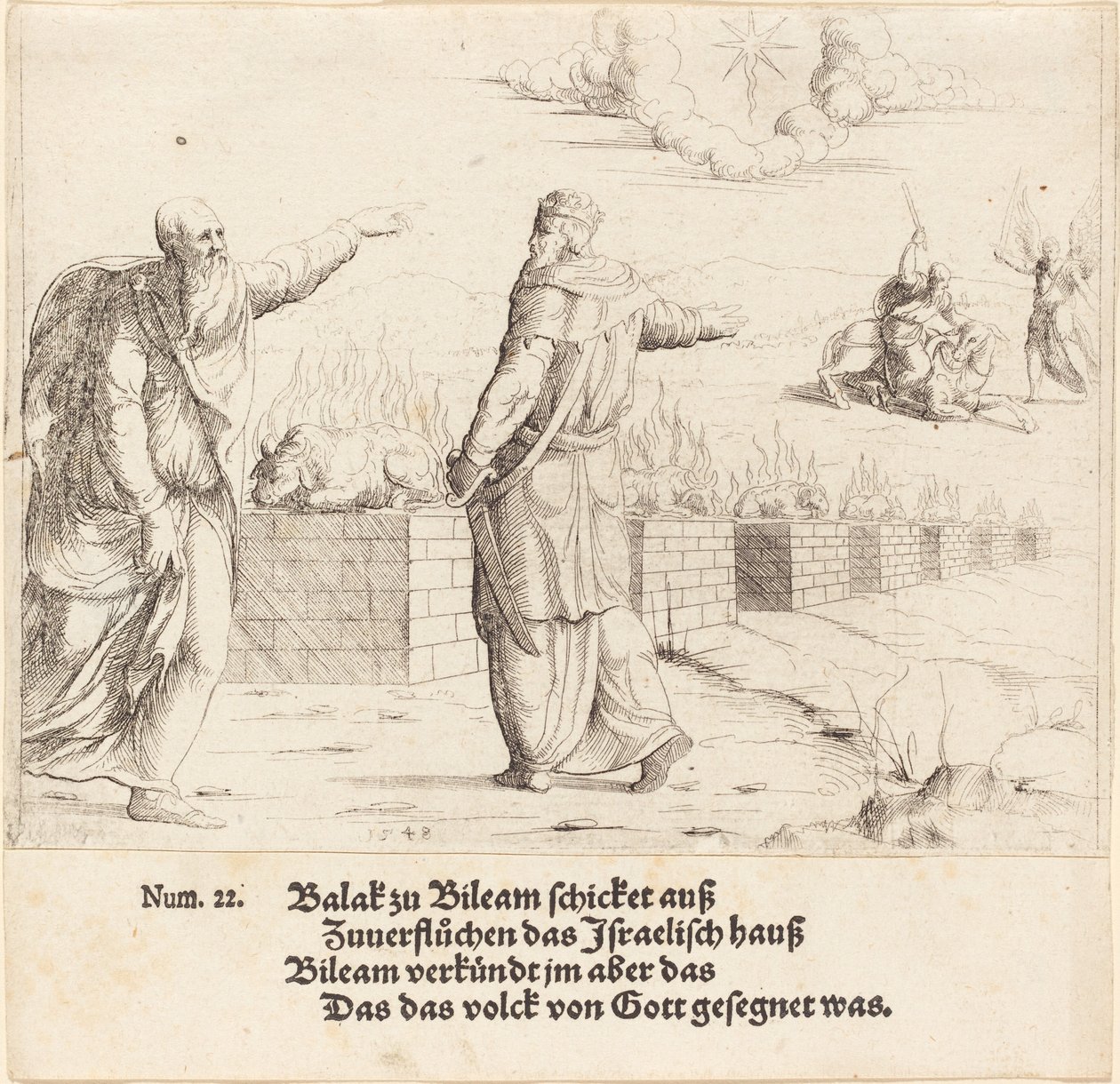 O sacrifício de Balaque e a profecia de Balaão de Augustin Hirschvogel
