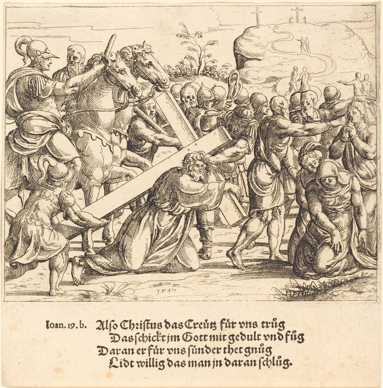 Cristo carregando a cruz de Augustin Hirschvogel