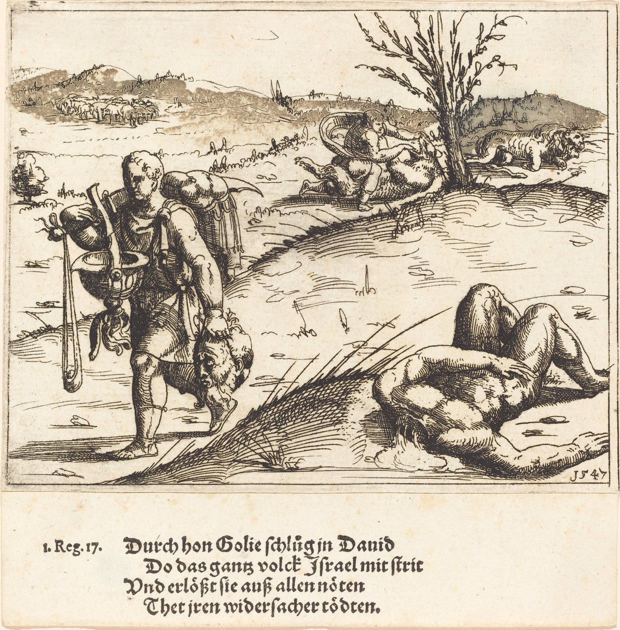 David decapita Golias, 1547. de Augustin Hirschvogel