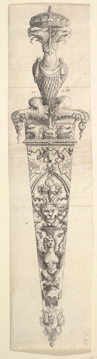 Projeto para uma adaga e bainha, 1543. de Augustin Hirschvogel