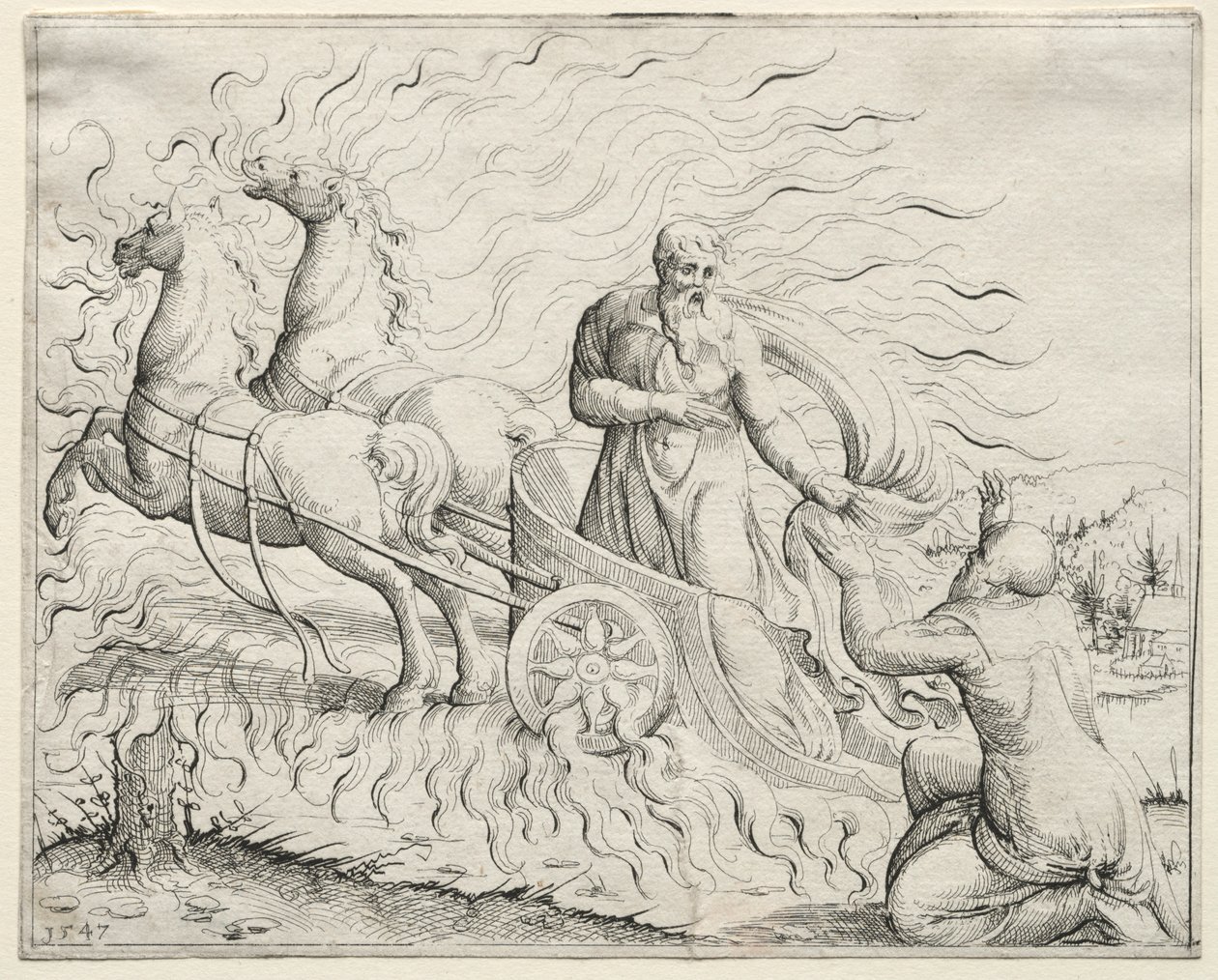 Elias Ascende ao Céu de Augustin Hirschvogel