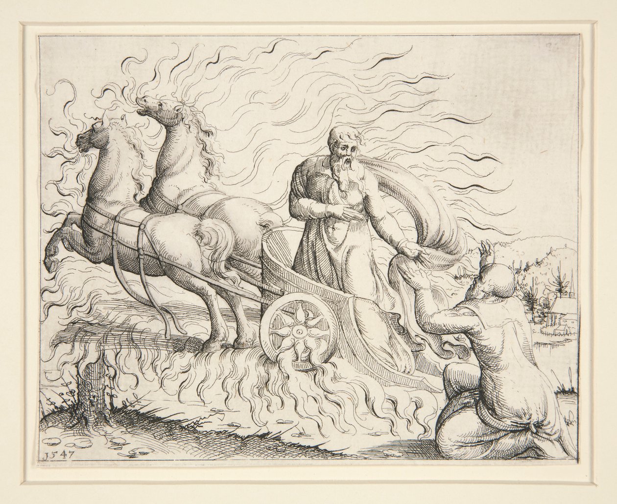 Elias na carruagem de fogo de Augustin Hirschvogel