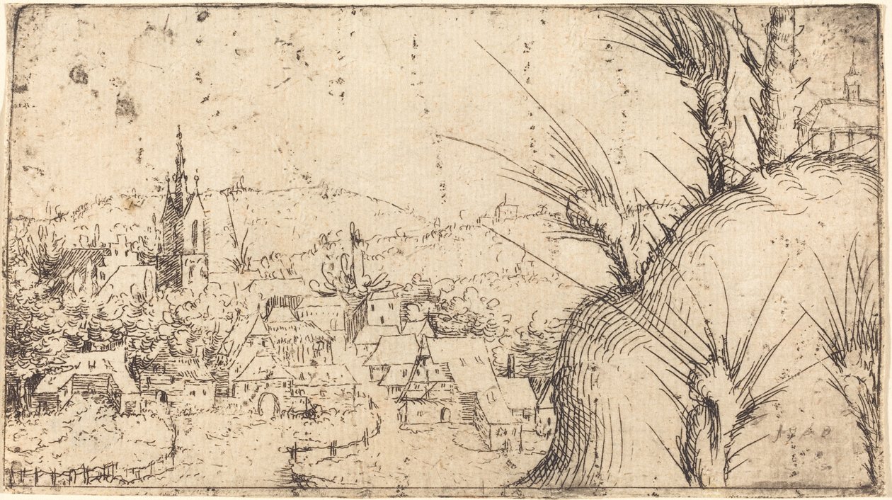 Paisagem com uma cidade à esquerda, 1549. de Augustin Hirschvogel