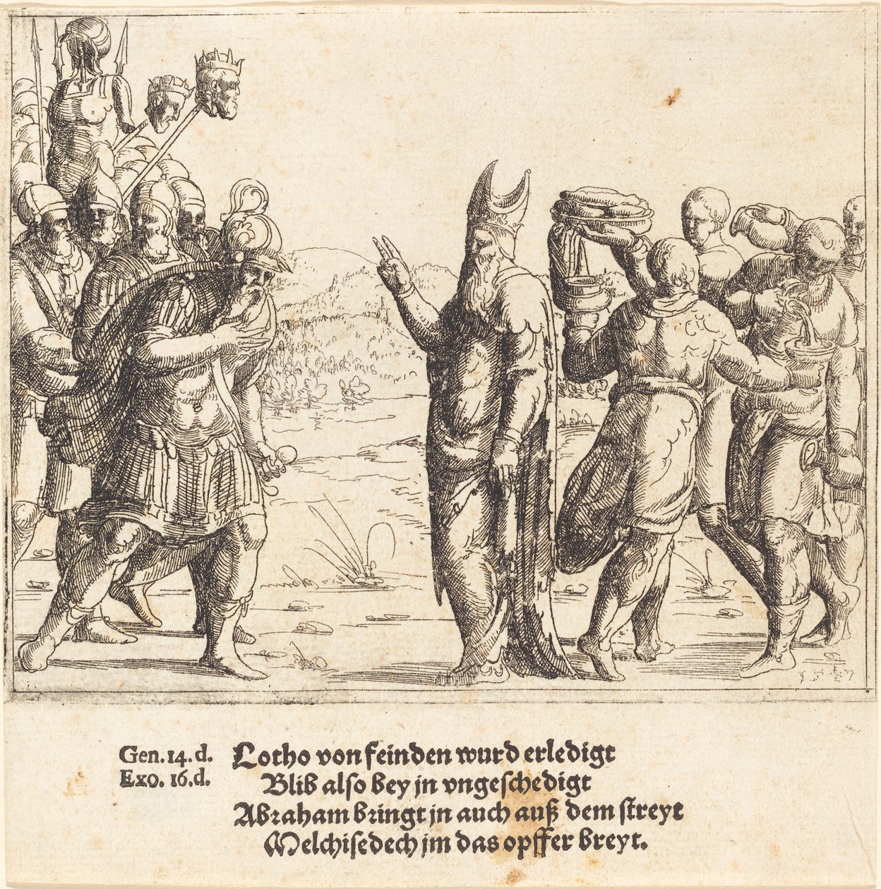 Melquisedeque com pão e vinho, 1547. de Augustin Hirschvogel