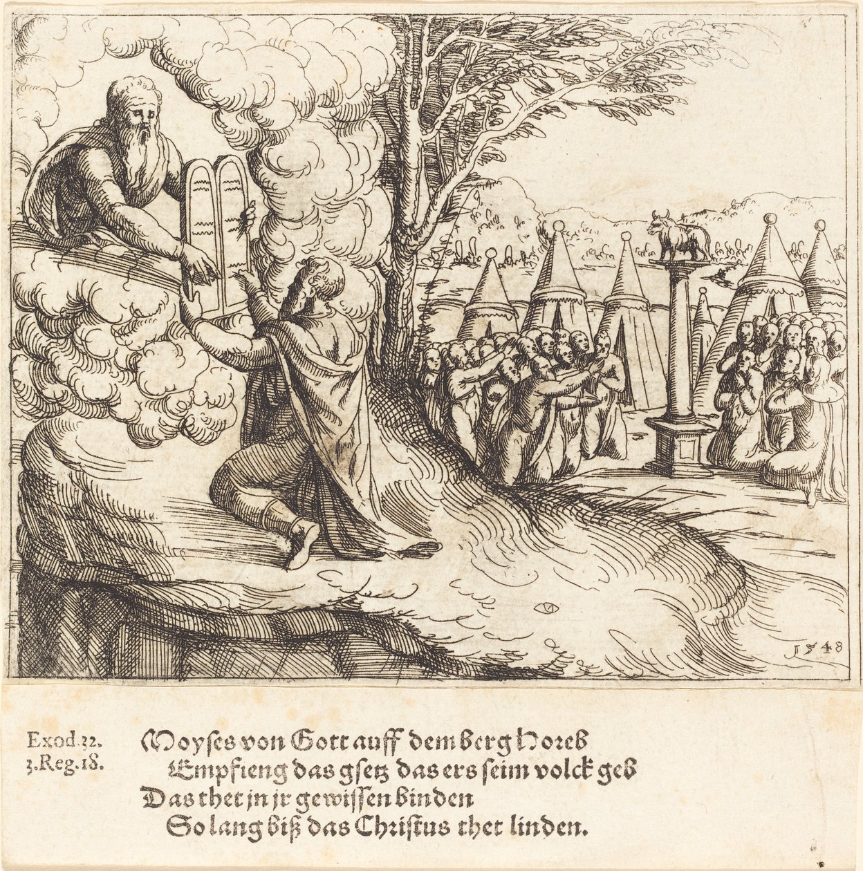 Moisés Recebendo as Tábuas de Augustin Hirschvogel