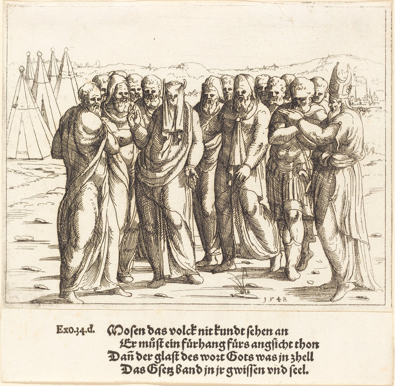 Moisés Fala aos Filhos de Israel, 1548. de Augustin Hirschvogel