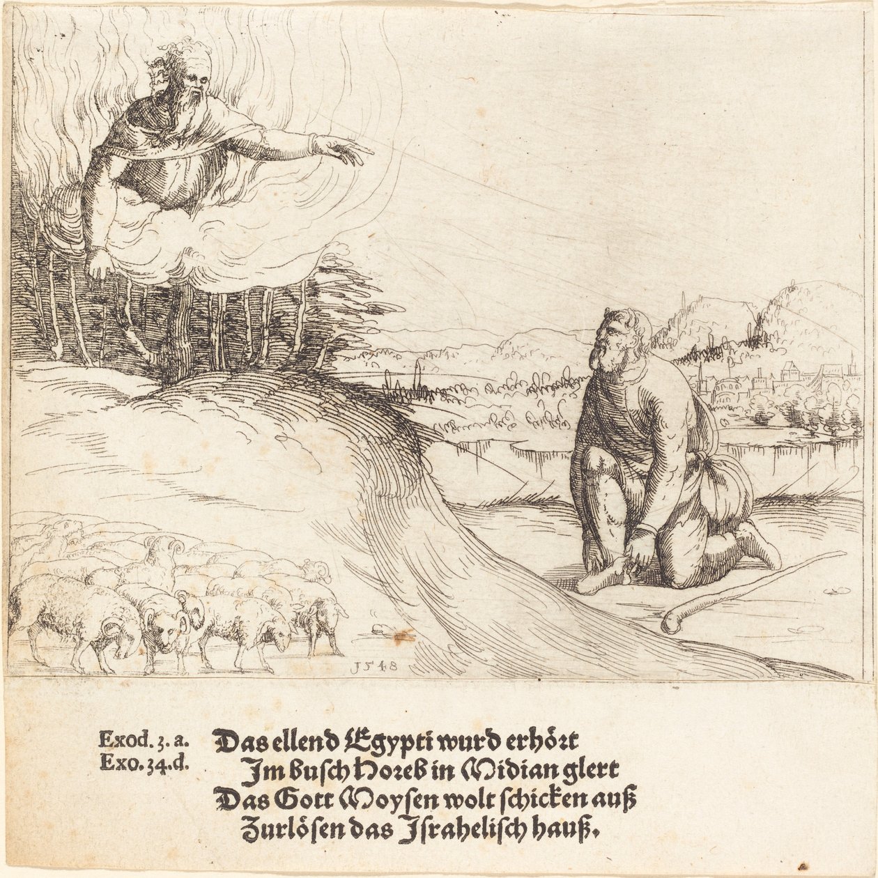 Moisés e a Sarça Ardente de Augustin Hirschvogel