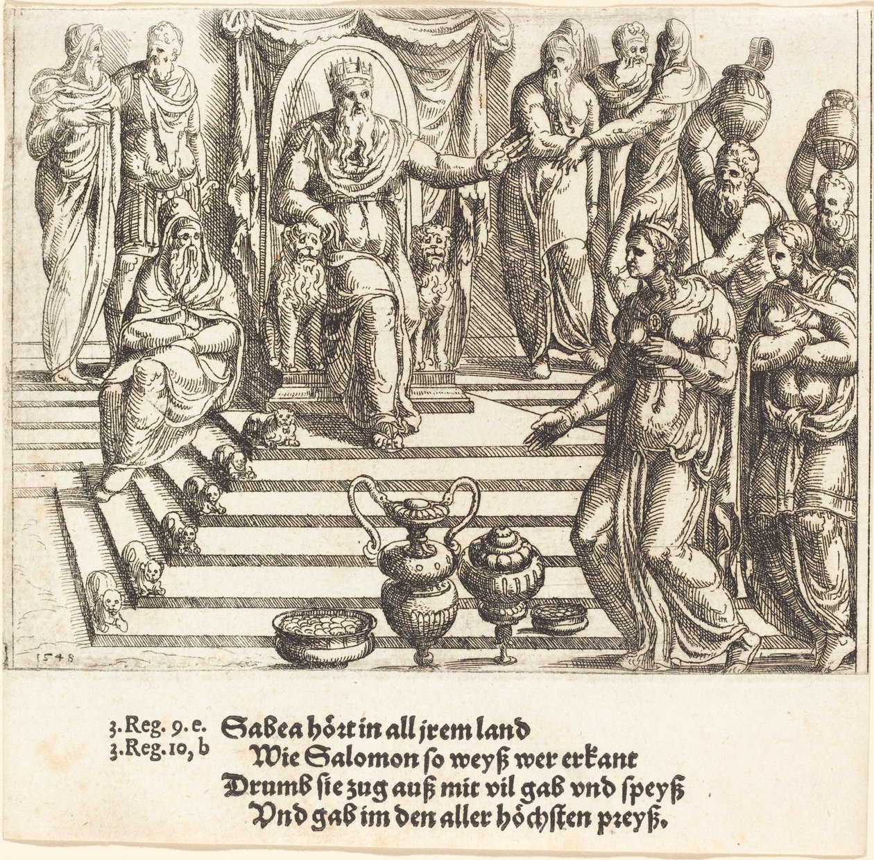 Visita da Rainha de Sabá a Salomão, 1548. de Augustin Hirschvogel