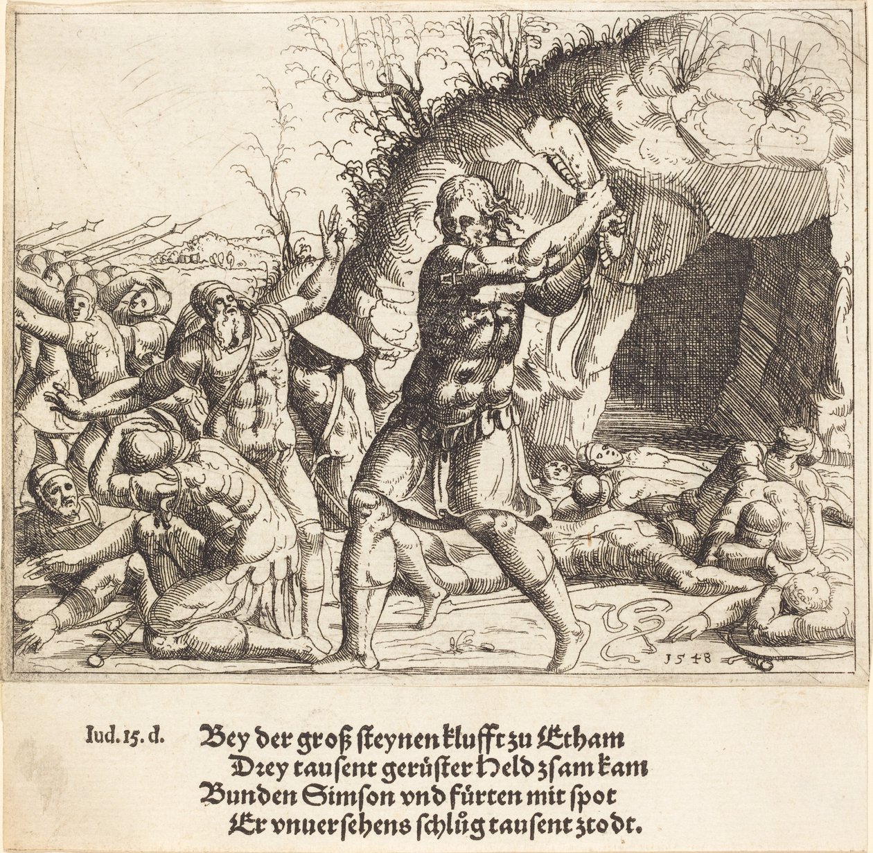 Sansão mata os filisteus, 1548. de Augustin Hirschvogel
