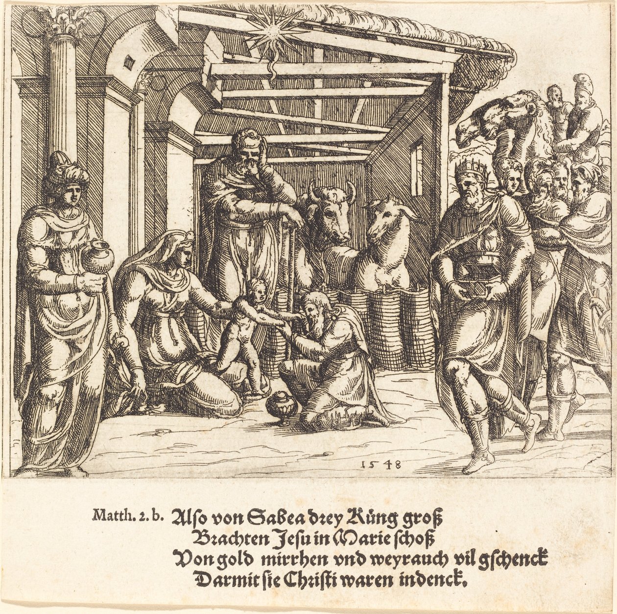 A Adoração dos Magos, 1548. de Augustin Hirschvogel