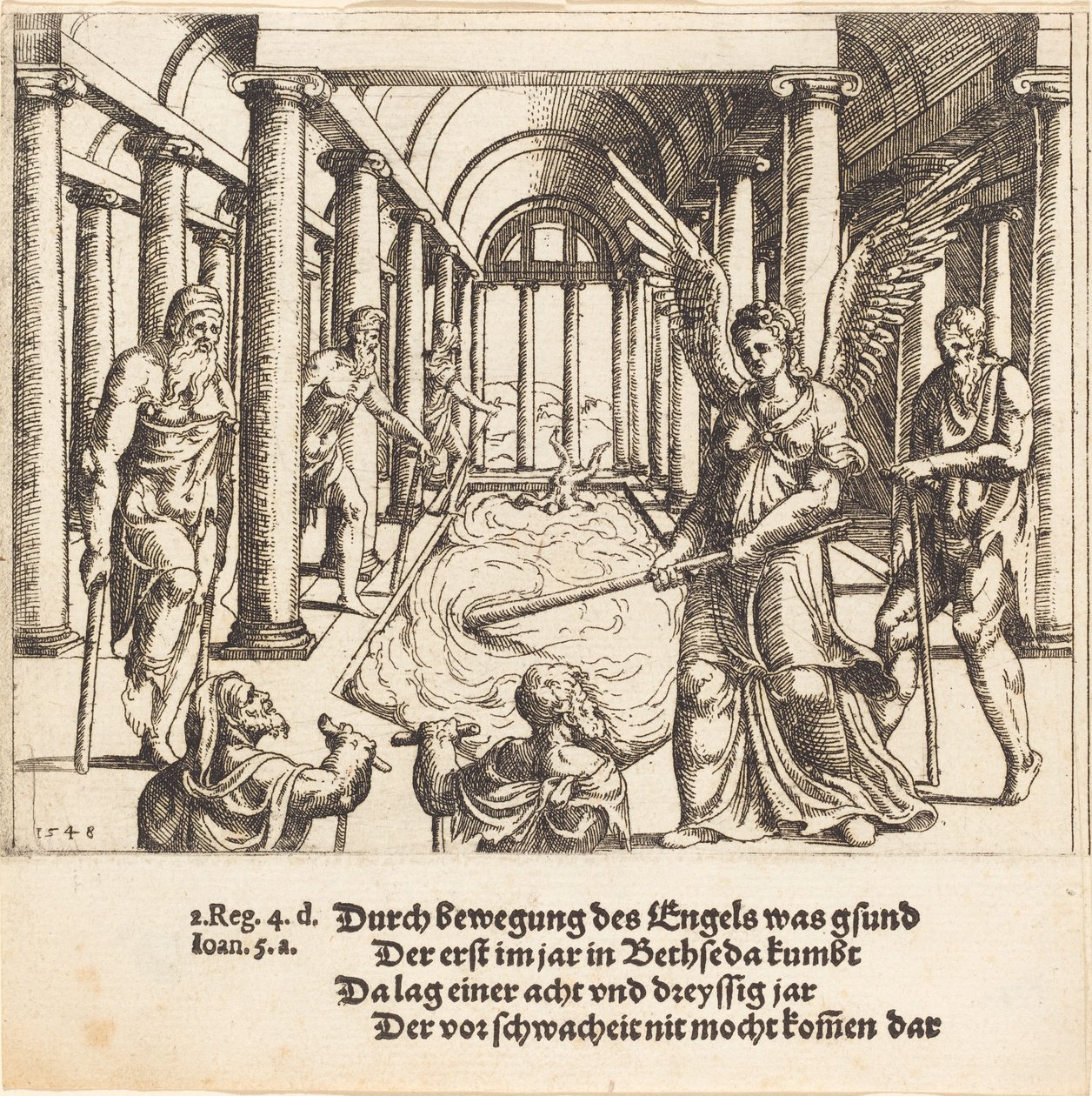 O Anjo Agitando o Tanque de Betesda de Augustin Hirschvogel