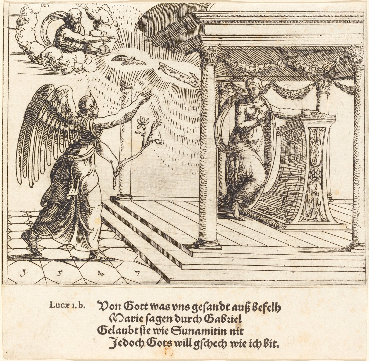 A Anunciação, 1547. de Augustin Hirschvogel
