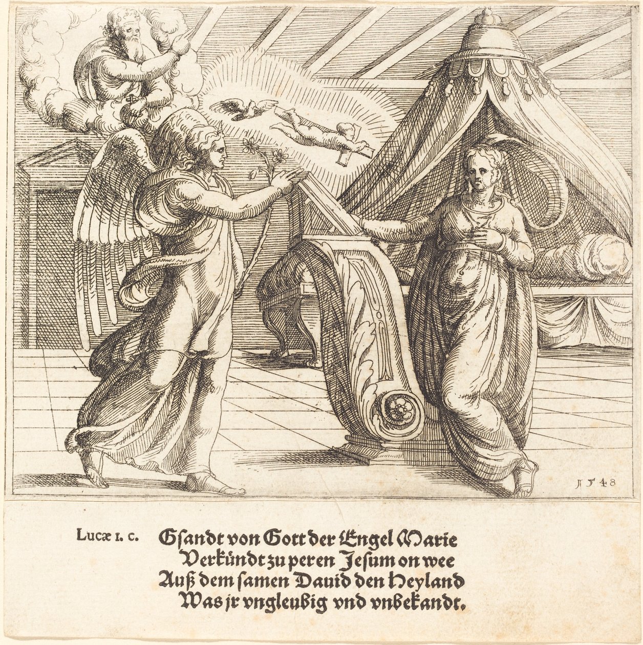 A Anunciação, 1548. de Augustin Hirschvogel