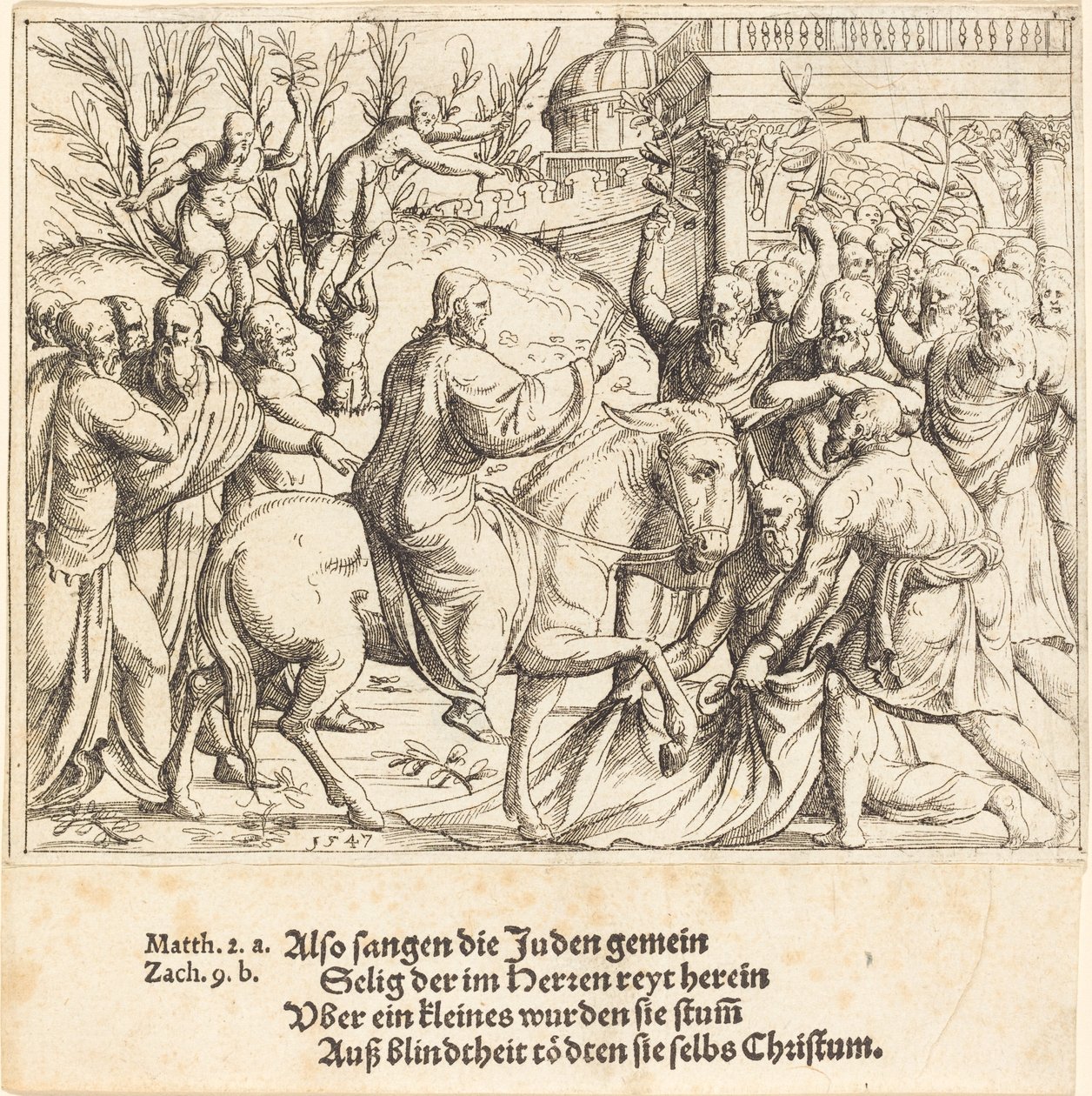 A entrada em Jerusalém, 1547. de Augustin Hirschvogel