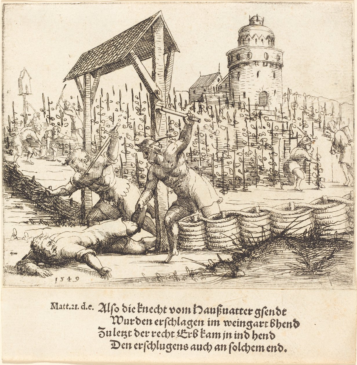 A parábola dos lavradores ímpios, 1549. de Augustin Hirschvogel