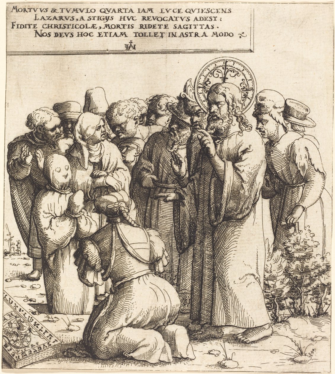 A Ressurreição de Lázaro, 1545. de Augustin Hirschvogel