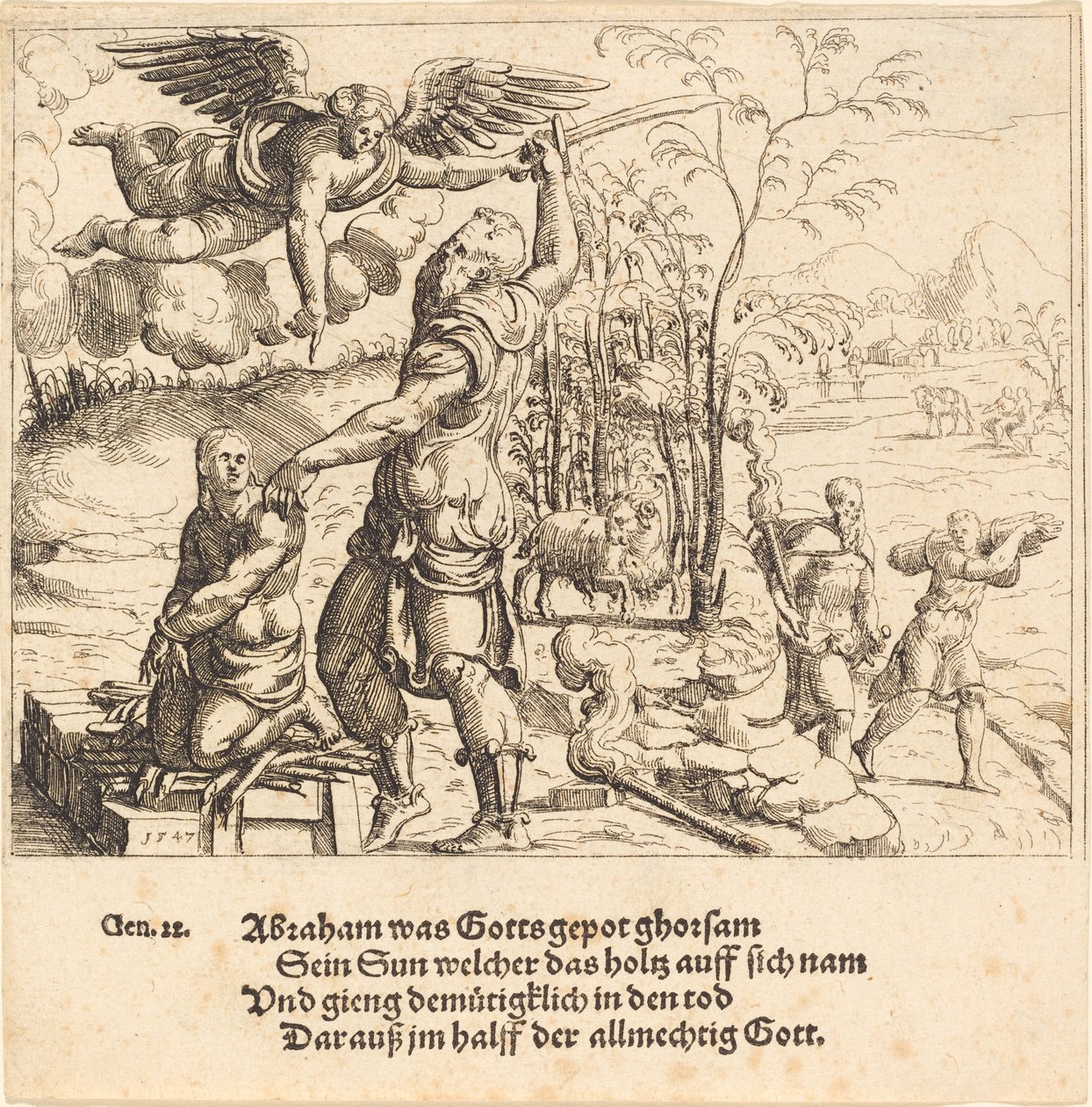 O sacrifício de Isaque de Augustin Hirschvogel