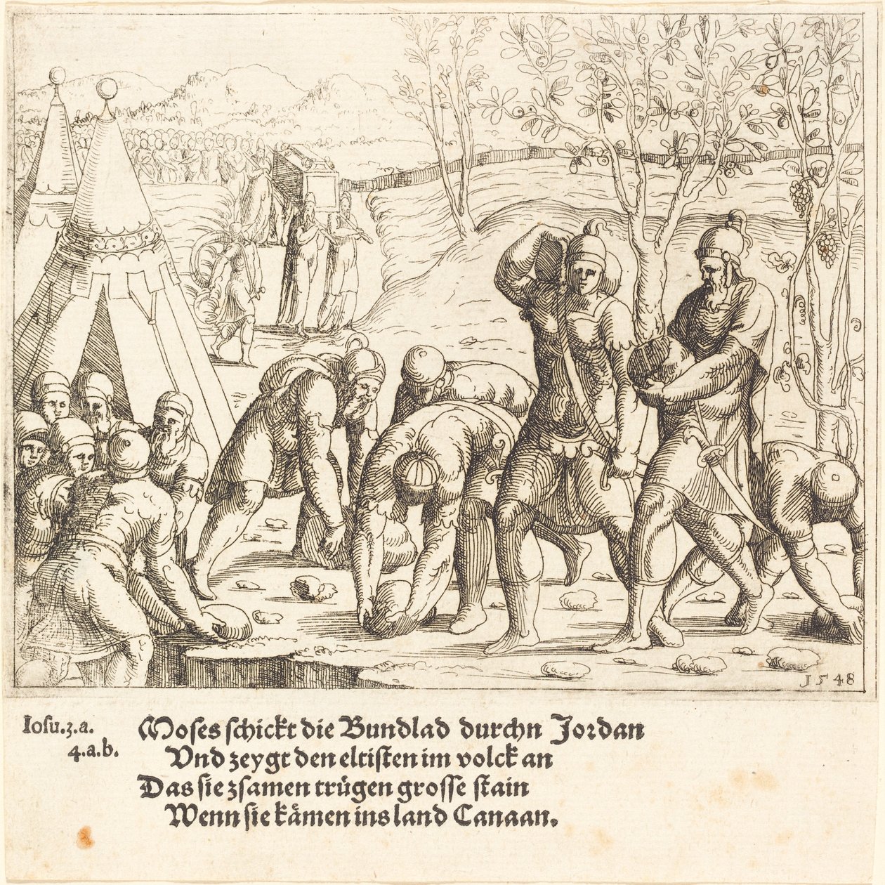 As doze pedras e as águas do Jordão são divididas de Augustin Hirschvogel