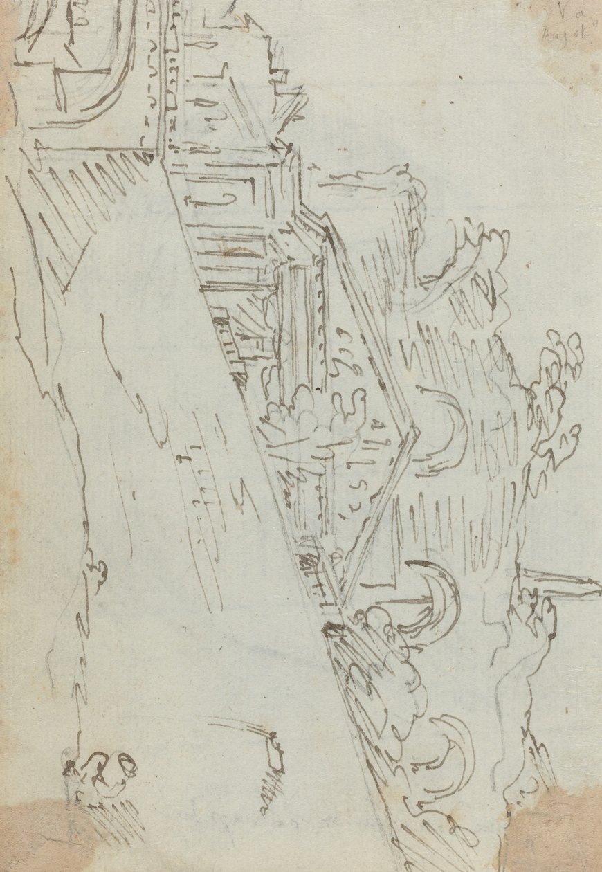 Ruínas antigas na margem do Tibre de Augustin Pajou