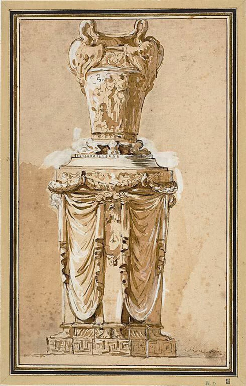 Desenho de um vaso monumental de Augustin Pajou