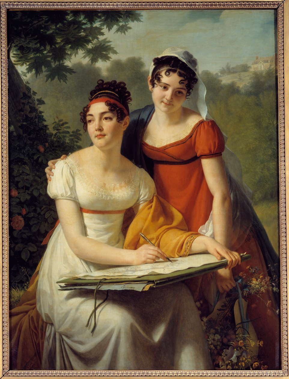 O retrato das senhoras Duval. Pintura de Jacques Augustin Catherine (Jacques-Augustin-Catherine) Pajou (1766-1828) de Augustin Pajou