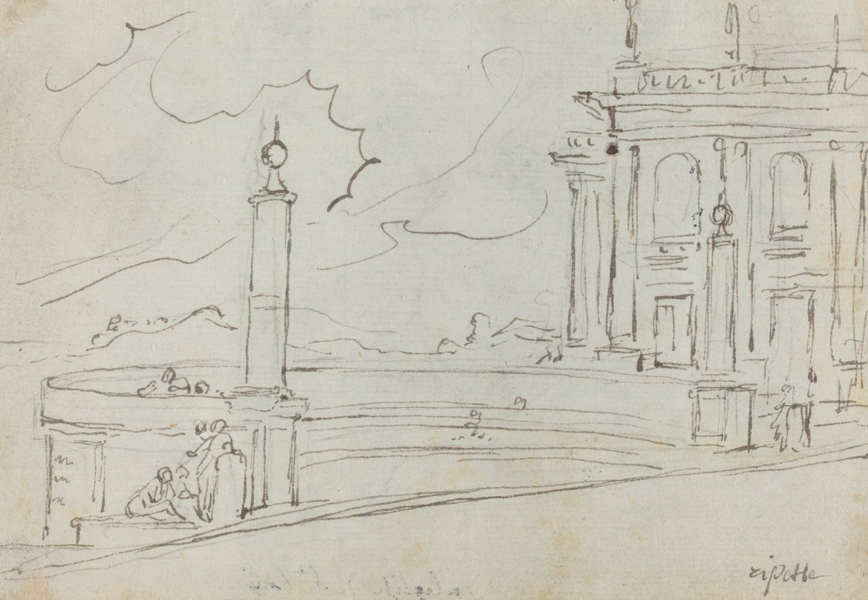 A Ripetta em Roma [verso] de Augustin Pajou