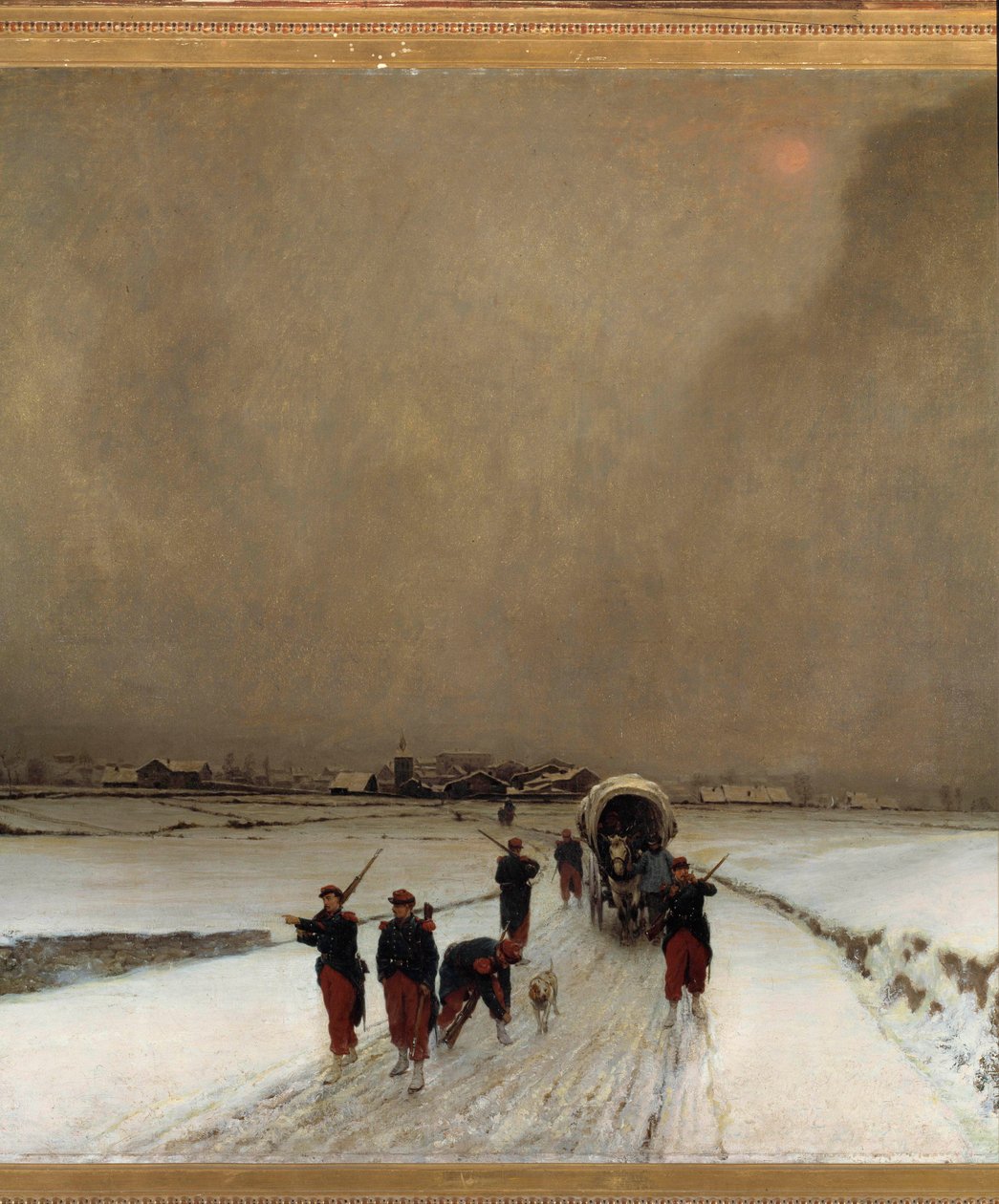 Guerra de 1870: "os pássaros de trem, efeito neve" Pintura de Auguste Chenu Dit Fleury (1833-1875) 1870 Sol. 1,7x1,5 m Paris, musee d