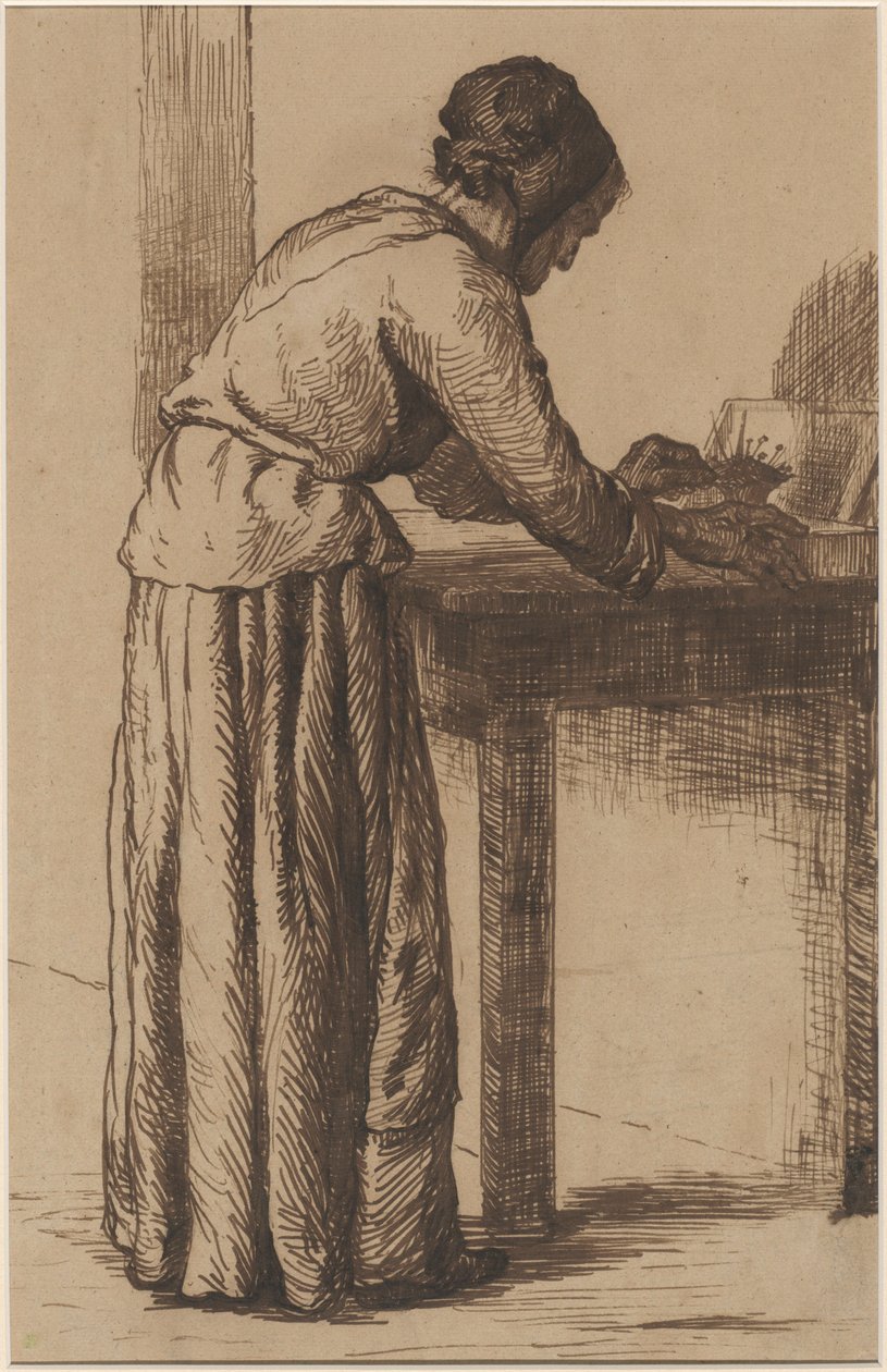 Velha Trabalhando de Augustin Théodule Ribot