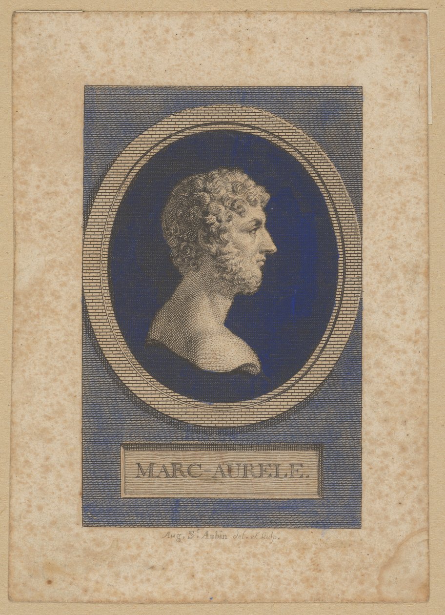 Marco Aurélio Antonino, imperador romano de 161-180, escritor e filósofo (Marcus Aurelius Antoninus, Marcus Annius Aurelius Verus, 121 Roma - 180 Vindobona) de Augustin de Saint-Aubin