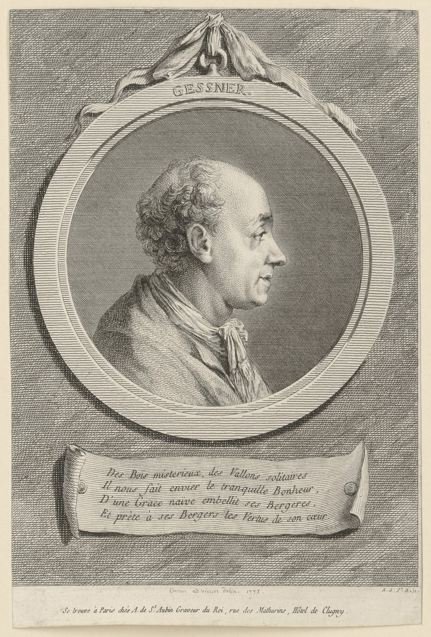 Retrato de Salomon Gessner de Augustin de Saint-Aubin