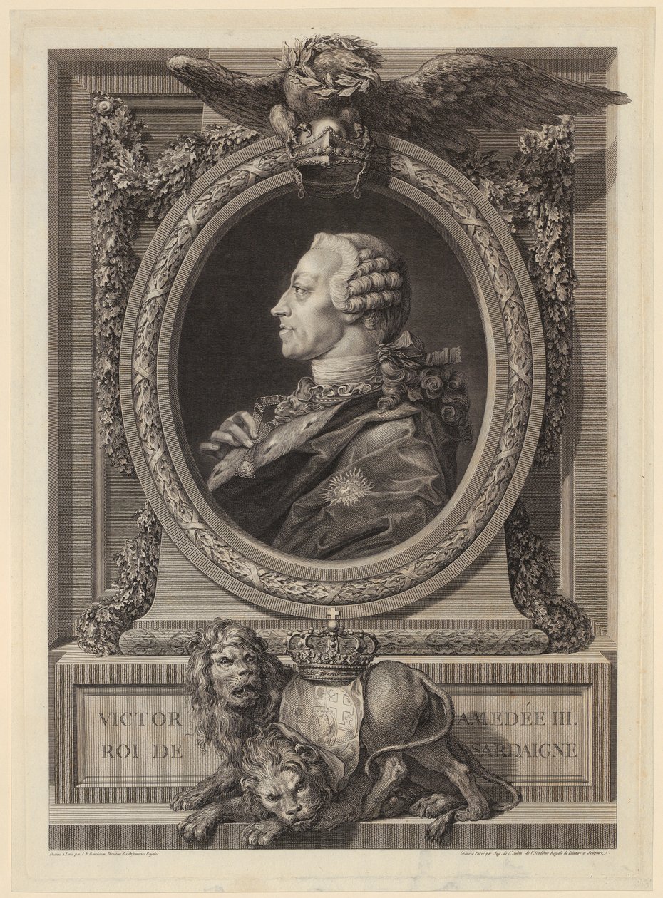 Retrato de Vítor Amadeu III, rei da Sardenha de Augustin de Saint-Aubin
