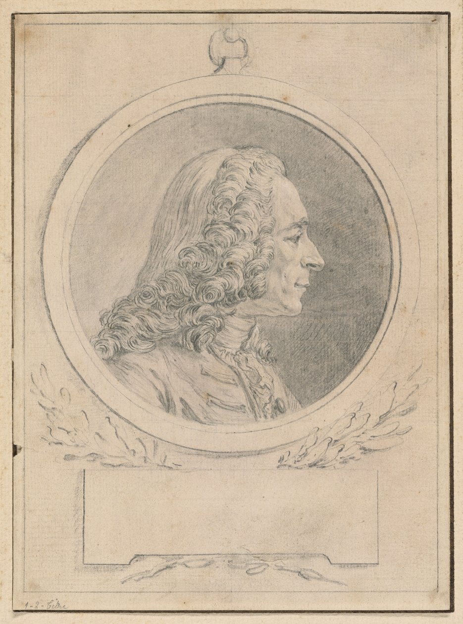 Retrato de Voltaire, segundo o busto de Jean-Baptiste Lemoyne II de Augustin de Saint-Aubin