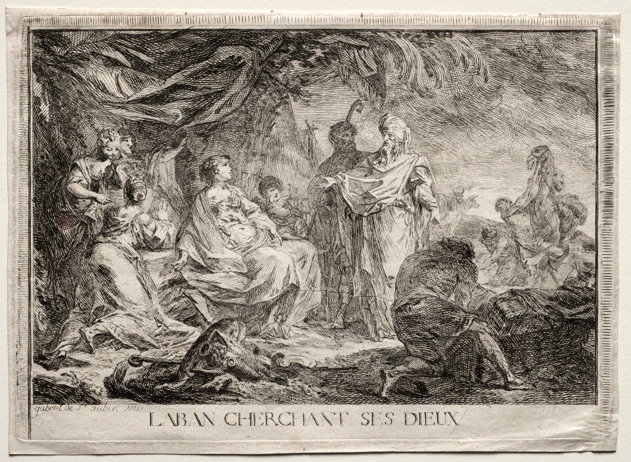 Labão buscando seus deuses. de Augustin de Saint Aubin