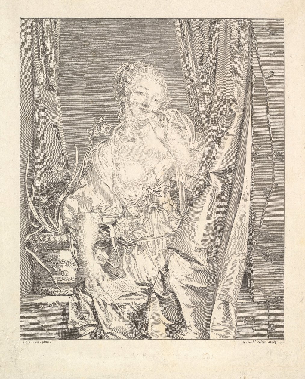 O beijo enviado mandando um beijo. de Augustin de Saint Aubin