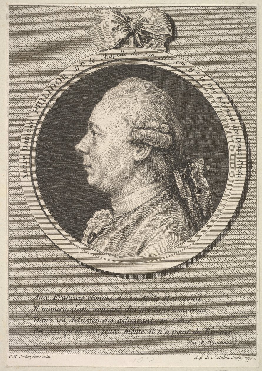 Retrato de André Danican Philidor, 1772. de Augustin de Saint-Aubin