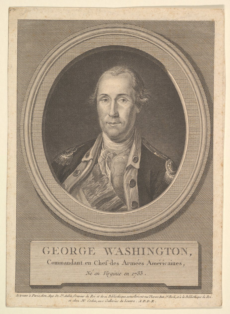 Retrato de George Washington, em agosto de 1836. de Augustin de Saint Aubin