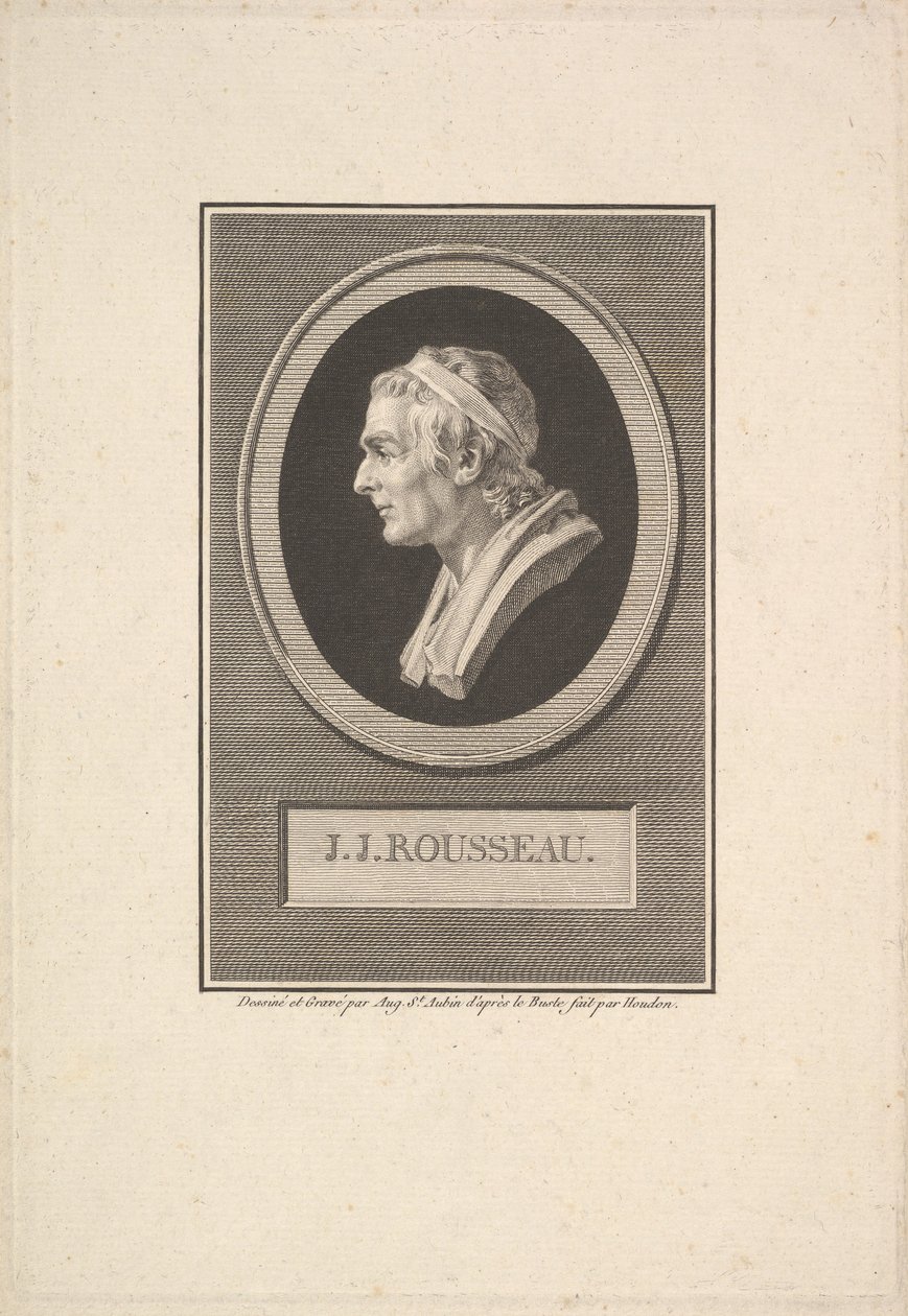 Retrato de JJ Rousseau, 1801. de Augustin de Saint Aubin