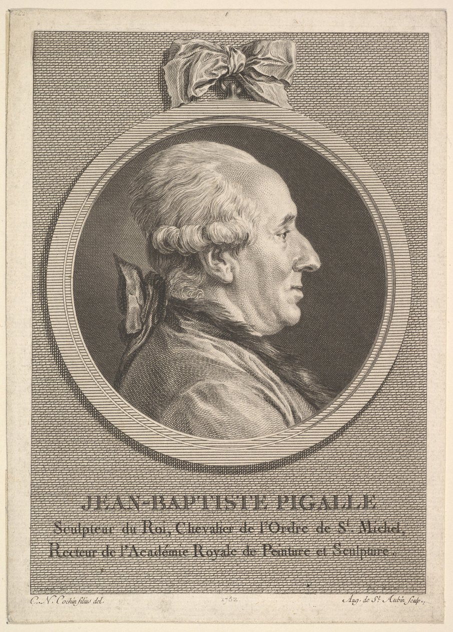 Retrato de Jean-Baptiste Pigalle, 1782. de Augustin de Saint Aubin