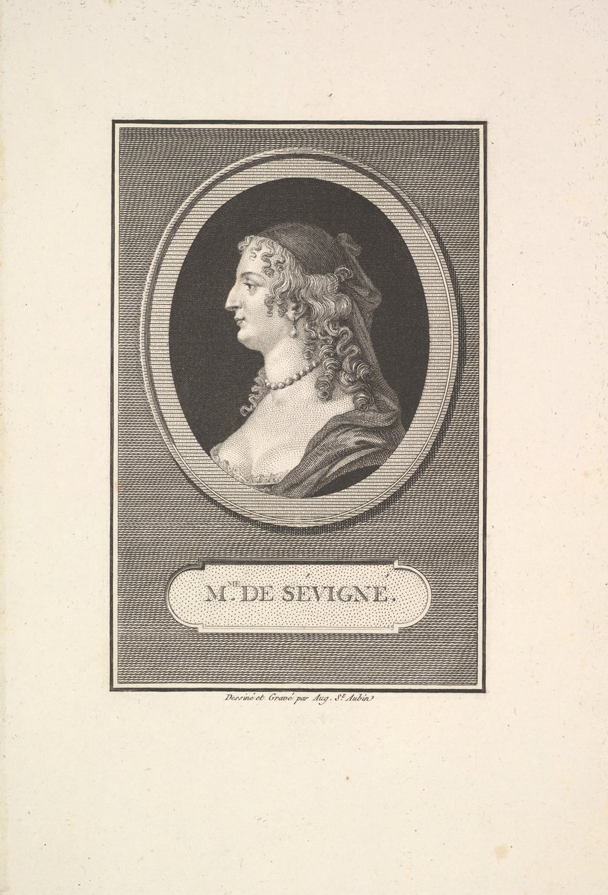 Retrato de Marie de Rabutin, Mise de Sévigné, 1802. de Augustin de Saint Aubin
