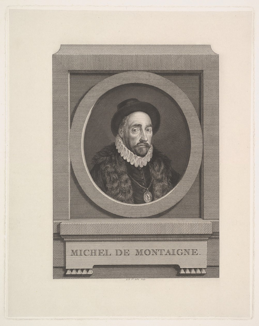 Retrato de Michel de Montaigne 1533-1592, 1774. de Augustin de Saint Aubin